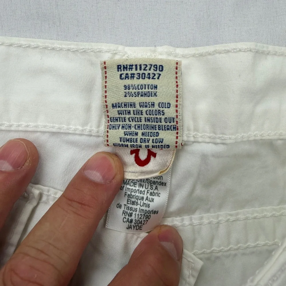 True Religion Jayde Shorts Women 25 White Cut Off Denim Frayed Hem Stretch